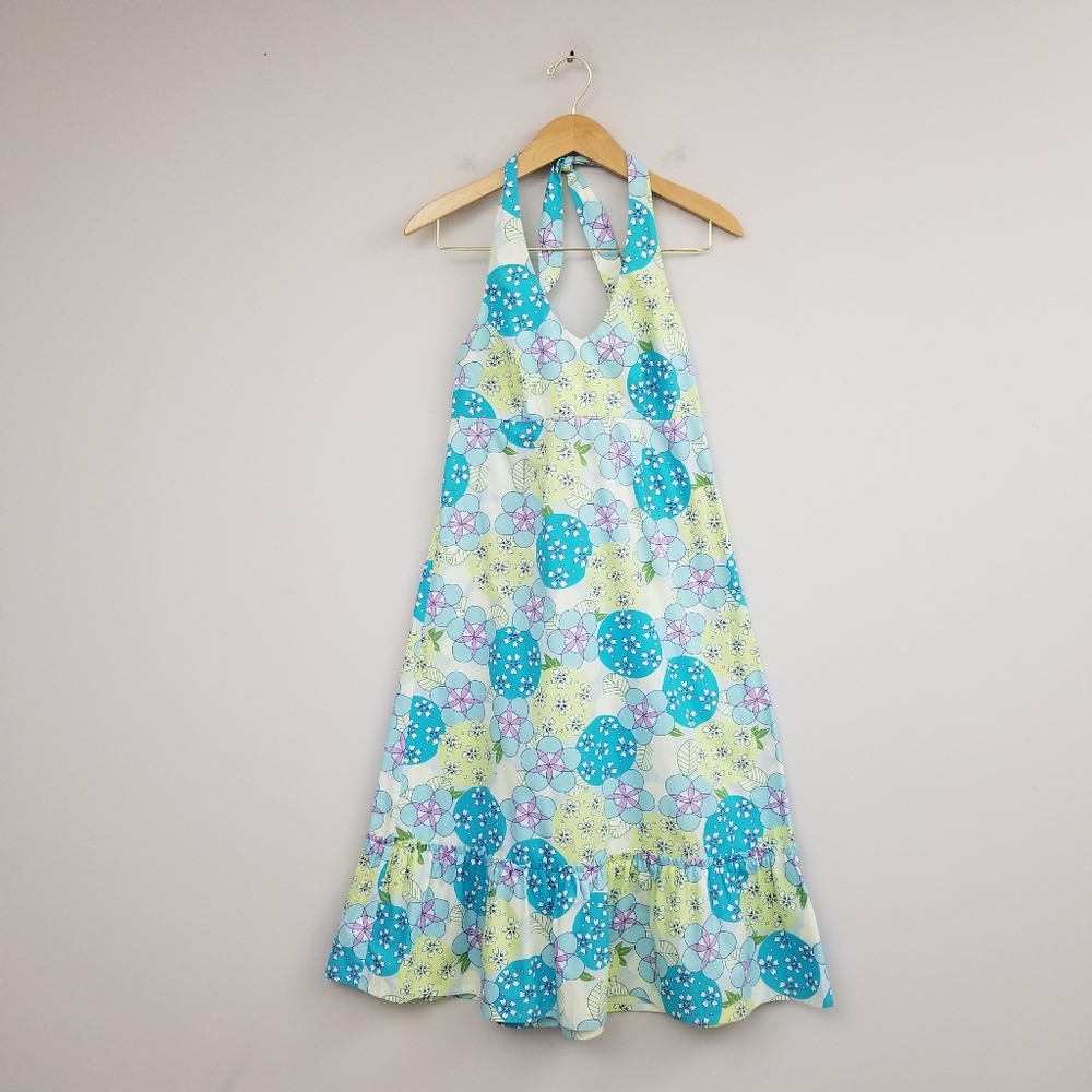 Hanna Andersson Womens Floral Print Halter Sun Dress Resortwear Sz 4